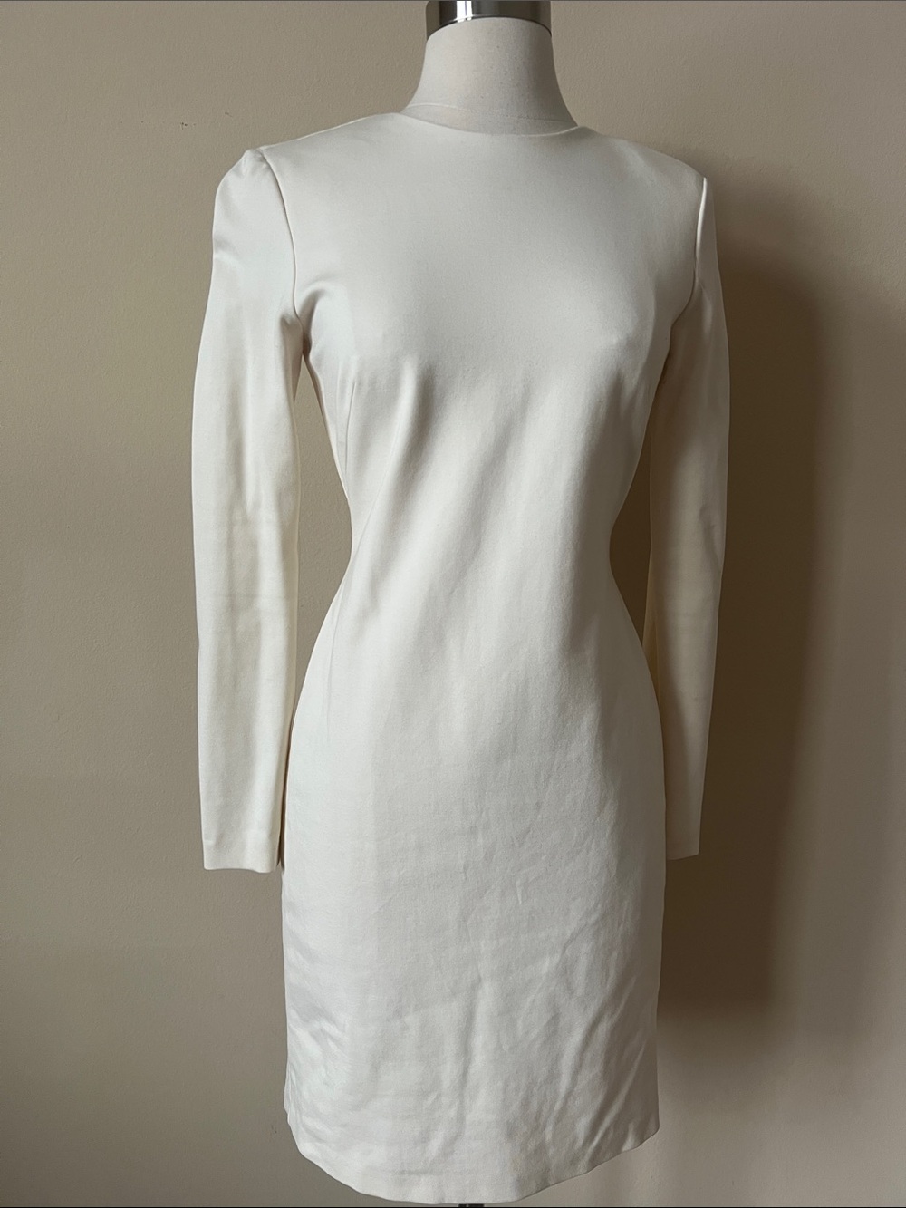 ANTONIO MELANI Ivory Long-Sleeve Sheath Dress